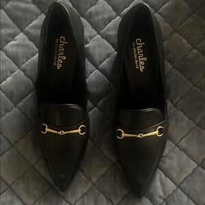 Charles By Charles David Black Loafers with Gold Trim
